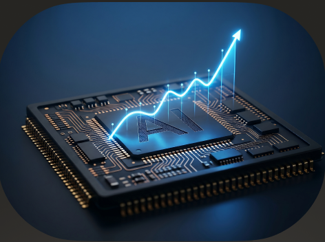 Chip AI con grafico in crescita