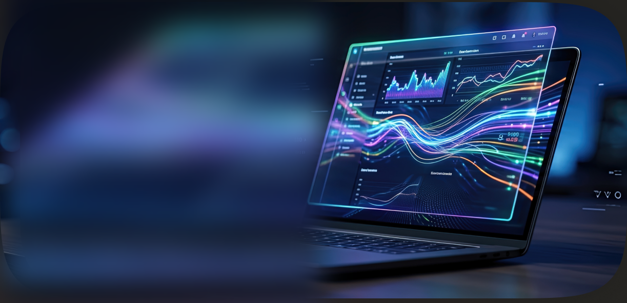 Dashboard di analisi dati su laptop