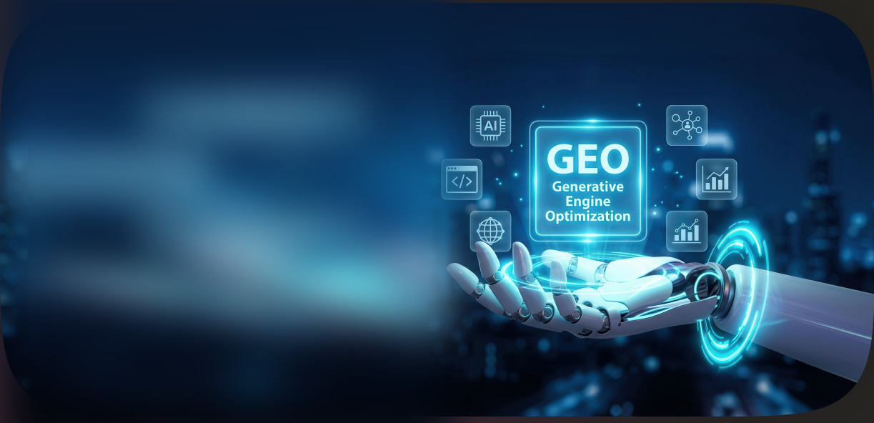 Mano robotica che regge uno schema GEO